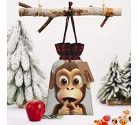 STVYUKL Christmas Drawstring Bags Cotton Buffalo Plaid Bags Sacks The Silent Monkey Xmas Wrapping Storage Bags With Kraft Tags For Christmas Candy Goodie Holiday Party Favors，4.7x6.9 Inch