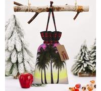 STVYUKL Christmas Drawstring Bags Cotton Buffalo Plaid Bags Sacks Tropical Palm Tree Xmas Wrapping Storage Bags With Kraft Tags For Christmas Candy Goodie Holiday Party Favors，4.7x6.9 Inch