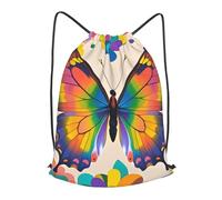 STVYUKL Colorful Butterfly Drawstring Backpack Lightweight Sports Gym Sack Cinch Bag Sackpack For Work Gym Travel, Black, S