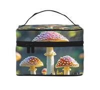 STVYUKL Colorful Mushroom Image Makeup Bag For Women,Waterproof Portable Travel Cosmetic Bags Large Capacity Toiletry Bag Top Handle Zipper Makeup Organizer Case