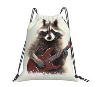 STVYUKL Colorful Octopus Drawstring Backpack Lightweight Sports Gym Sack Drawstring Bags Cinch Bag Sackpack For Work Gym Swim Travel, Funny Raccoon, One Size