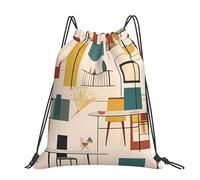 STVYUKL Colorful Octopus Drawstring Backpack Lightweight Sports Gym Sack Drawstring Bags Cinch Bag Sackpack For Work Gym Swim Travel, Mid Century Modern, One Size