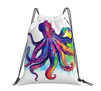 STVYUKL Colorful Octopus Drawstring Backpack Lightweight Sports Gym Sack Drawstring Bags Cinch Bag Sackpack For Work Gym Swim Travel, Colorful Octopus, One Size