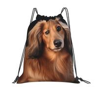 STVYUKL Colorful Octopus Drawstring Backpack Lightweight Sports Gym Sack Drawstring Bags Cinch Bag Sackpack For Work Gym Swim Travel, Long Haired Dachshund, One Size