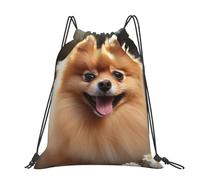 STVYUKL Colorful Octopus Drawstring Backpack Lightweight Sports Gym Sack Drawstring Bags Cinch Bag Sackpack For Work Gym Swim Travel, Pomeranian Dog, One Size