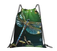 STVYUKL Colorful Octopus Drawstring Backpack Lightweight Sports Gym Sack Drawstring Bags Cinch Bag Sackpack For Work Gym Swim Travel, Dragonfly Green, One Size