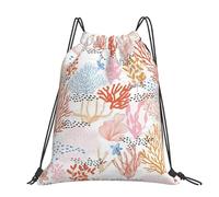 STVYUKL Colorful Octopus Drawstring Backpack Lightweight Sports Gym Sack Drawstring Bags Cinch Bag Sackpack For Work Gym Swim Travel, Coral Reef, One Size