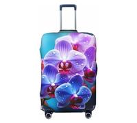 STVYUKL Colorful Orchids Flower Luggage Cover Personalized Elastic Washable Suitcase Cover Luggage Protector Auti-Scratch Suitcase Case Protector Fits 18-32 Inch Luggage, Black, S