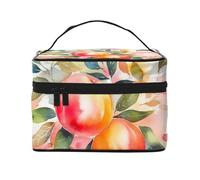 STVYUKL Colorful Peach Watercolor Design Makeup Bag For Women,Waterproof Portable Travel Cosmetic Bags Large Capacity Toiletry Bag Top Handle Zipper Makeup Organizer Case