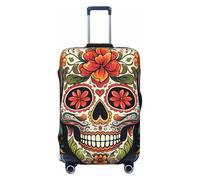 STVYUKL Colorful Sugar Skull Luggage Cover Personalized Elastic Washable Suitcase Cover Luggage Protector Auti-Scratch Suitcase Case Protector Fits 18-32 Inch Luggage, Black, XL