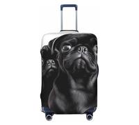 STVYUKL Cute Black Pug Dog1 Luggage Cover Personalized Elastic Washable Suitcase Cover Luggage Protector Auti-Scratch Suitcase Case Protector Fits 18-32 Inch Luggage, Black, M