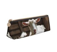 STVYUKL Cute Goat Pencil Case Holder,Stylish Pencil Pouch Slim Pen Bag With Zipper,Leather Cosmetic Makeup Pouch Bag For Work Office