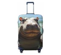 STVYUKL Cute Hippos Luggage Cover Personalized Elastic Washable Suitcase Cover Luggage Protector Auti-Scratch Suitcase Case Protector Fits 18-32 Inch Luggage, Black, M
