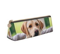 STVYUKL Cute Labrador Dog Pencil Case Holder,Stylish Pencil Pouch Slim Pen Bag With Zipper,Leather Cosmetic Makeup Pouch Bag For Work Office