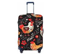 STVYUKL Cute Rooster Chickens Luggage Cover Personalized Elastic Washable Suitcase Cover Luggage Protector Auti-Scratch Suitcase Case Protector Fits 18-32 Inch Luggage, Black, M
