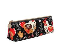 STVYUKL Cute Rooster Chickens Pencil Case Holder,Stylish Pencil Pouch Slim Pen Bag With Zipper,Leather Cosmetic Makeup Pouch Bag For Work Office