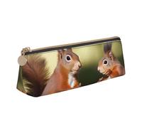STVYUKL Cute Squirrels Pencil Case Holder,Stylish Pencil Pouch Slim Pen Bag With Zipper,Leather Cosmetic Makeup Pouch Bag For Work Office