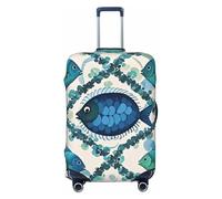 STVYUKL Cyan Fish Pattern (2) Luggage Cover Personalized Elastic Washable Suitcase Cover Luggage Protector Auti-Scratch Suitcase Case Protector Fits 18-32 Inch Luggage, Black, S