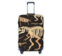 STVYUKL Dinosaur Skeleton Print Luggage Cover Personalized Elastic Washable Suitcase Cover Luggage Protector Auti-Scratch Suitcase Case Protector Fits 18-32 Inch Luggage, Black, S