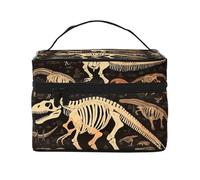 STVYUKL Dinosaur Skeleton Print Makeup Bag For Women,Waterproof Portable Travel Cosmetic Bags Large Capacity Toiletry Bag Top Handle Zipper Makeup Organizer Case