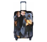 STVYUKL Doberman Luggage Cover Personalized Elastic Washable Suitcase Cover Luggage Protector Auti-Scratch Suitcase Case Protector Fits 18-32 Inch Luggage, Black, S