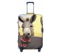 STVYUKL Donkey And Flower Luggage Cover Personalized Elastic Washable Suitcase Cover Luggage Protector Auti-Scratch Suitcase Case Protector Fits 18-32 Inch Luggage, Black, S