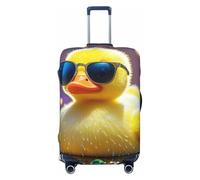 STVYUKL Ellow Ducky With Sunglasses (2) Luggage Cover Personalized Elastic Washable Suitcase Cover Luggage Protector Auti-Scratch Suitcase Case Protector Fits 18-32 Inch Luggage, Black, S