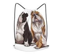 STVYUKL English Bulldogs Drawstring Backpack Lightweight Sports Gym Sack Cinch Bag Sackpack For Work Gym Travel, Black, S