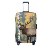 STVYUKL Fall Birch Leaves Elk (2) Luggage Cover Personalized Elastic Washable Suitcase Cover Luggage Protector Auti-Scratch Suitcase Case Protector Fits 18-32 Inch Luggage, Black, XL