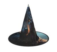 STVYUKL Fantasy Wolf Halloween Witch Hats, Witches Hat Mens Womens Floating Hats Costume Accessories Indoor Outdoor Halloween Decorations For Porch Yard Indoor Outdoor Decor Party Supplies, Black, 1