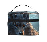 STVYUKL Fantasy Wolf Makeup Bag For Women,Waterproof Portable Travel Cosmetic Bags Large Capacity Toiletry Bag Top Handle Zipper Makeup Organizer Case