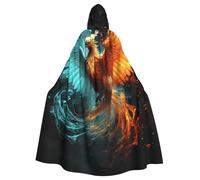 STVYUKL Fire And Water Phoenix Halloween Hooded Cape Adult Full Length Cape Cloak Halloween Christmas Cosplay Costume For Men And Women