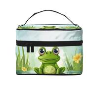 STVYUKL Frog On A Pond Makeup Bag For Women,Waterproof Portable Travel Cosmetic Bags Large Capacity Toiletry Bag Top Handle Zipper Makeup Organizer Case