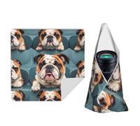 STVYUKL Funny English Bulldog Camera Protective Wrap Anti-Scratch Dustproof Lens Protector Wrapper Magic Self-Adhesive Cloth Portable Lazy Makeup Bag For Dlsr Slr Lens Tablet 10"" X10