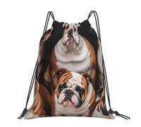 STVYUKL Funny English Bulldog Drawstring Backpack Lightweight Sports Gym Sack Drawstring Bags Cinch Bag Sackpack For Work Gym Swim Travel, English Bulldogs, One Size