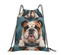STVYUKL Funny English Bulldog Drawstring Backpack Lightweight Sports Gym Sack Drawstring Bags Cinch Bag Sackpack For Work Gym Swim Travel, Funny English Bulldog, One Size