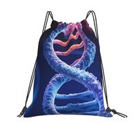 STVYUKL Funny English Bulldog Drawstring Backpack Lightweight Sports Gym Sack Drawstring Bags Cinch Bag Sackpack For Work Gym Swim Travel, Dna Genetic Helix, One Size