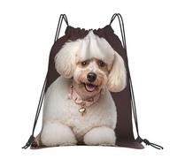STVYUKL Funny English Bulldog Drawstring Backpack Lightweight Sports Gym Sack Drawstring Bags Cinch Bag Sackpack For Work Gym Swim Travel, French Poodle, One Size