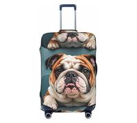 STVYUKL Funny English Bulldog Luggage Cover Personalized Elastic Washable Suitcase Cover Luggage Protector Auti-Scratch Suitcase Case Protector Fits 18-32 Inch Luggage, Black, S