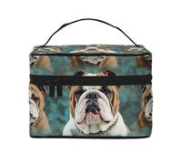STVYUKL Funny English Bulldog Makeup Bag For Women,Waterproof Portable Travel Cosmetic Bags Large Capacity Toiletry Bag Top Handle Zipper Makeup Organizer Case