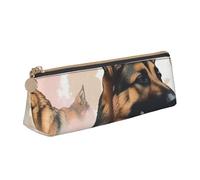 STVYUKL German Shepherd Dog Lovers Pencil Case Holder,Stylish Pencil Pouch Slim Pen Bag With Zipper,Leather Cosmetic Makeup Pouch Bag For Work Office
