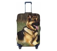 STVYUKL German Shepherd Dog Luggage Cover Personalized Elastic Washable Suitcase Cover Luggage Protector Auti-Scratch Suitcase Case Protector Fits 18-32 Inch Luggage, Black, S