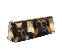 STVYUKL German Shepherd Dog Pencil Case Holder,Stylish Pencil Pouch Slim Pen Bag With Zipper,Leather Cosmetic Makeup Pouch Bag For Work Office