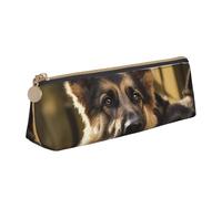 STVYUKL German Shepherd Pencil Case Holder,Stylish Pencil Pouch Slim Pen Bag With Zipper,Leather Cosmetic Makeup Pouch Bag For Work Office