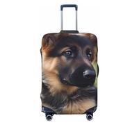 STVYUKL German Shepherd Puppy Luggage Cover Personalized Elastic Washable Suitcase Cover Luggage Protector Auti-Scratch Suitcase Case Protector Fits 18-32 Inch Luggage, Black, S