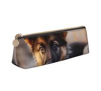 STVYUKL German Shepherd Puppy Pencil Case Holder,Stylish Pencil Pouch Slim Pen Bag With Zipper,Leather Cosmetic Makeup Pouch Bag For Work Office