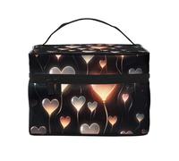 STVYUKL Glowing Heart Love Makeup Bag For Women,Waterproof Portable Travel Cosmetic Bags Large Capacity Toiletry Bag Top Handle Zipper Makeup Organizer Case