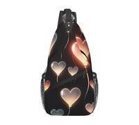 STVYUKL Glowing Heart Love Sling Bag For Women Men Lightweight Crossbody Shoulder Backpack Gym Sports Travel Hiking Daypack Adjustable Chest Bag