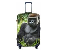 STVYUKL Gorilla In The Grass Luggage Cover Personalized Elastic Washable Suitcase Cover Luggage Protector Auti-Scratch Suitcase Case Protector Fits 18-32 Inch Luggage, Black, L