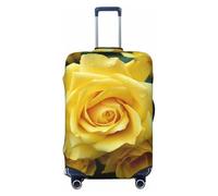 STVYUKL Graceful Yellow Rose Flower Luggage Cover Personalized Elastic Washable Suitcase Cover Luggage Protector Auti-Scratch Suitcase Case Protector Fits 18-32 Inch Luggage, Black, S